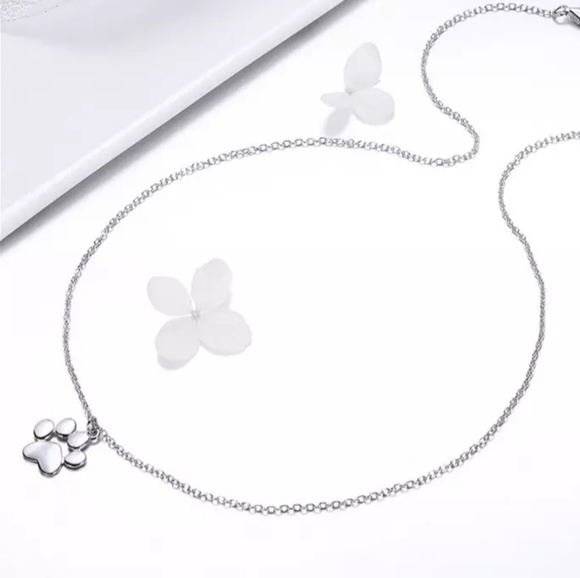 LAST! NEW 925 Sterling Silver Animal Paw Footprint Necklace 🐾 - Picture 7 of 8